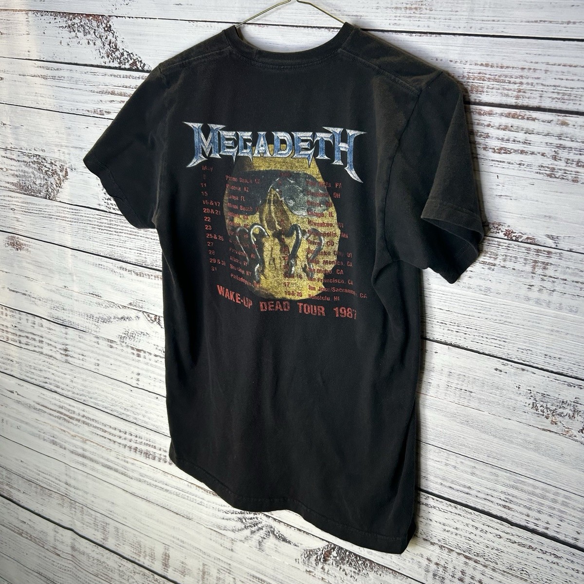 Megadeth Death Metal Band Wake-Up Dead Tour 1987 Tee Concert T