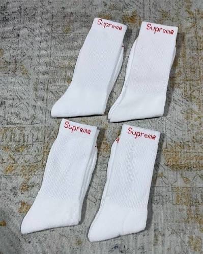Supreme x Hanes Cushioned Crew Socks Logo White/Red Size M 4 Pairs 4