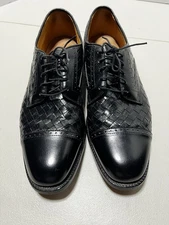 Allen Edmonds Crandon Black Weave Cap Toe Oxfords Mens 12 C Shoes