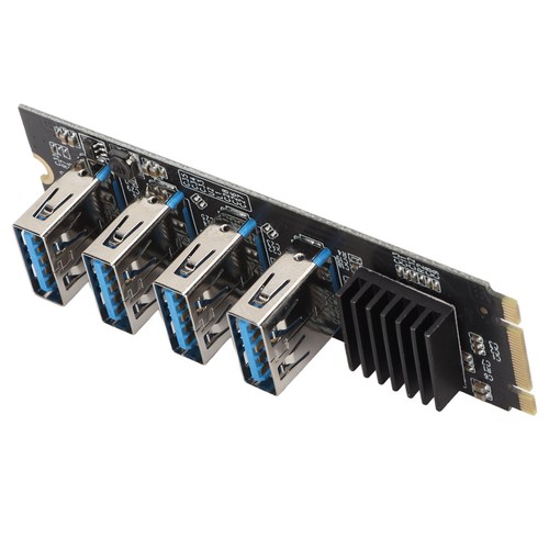 M.2 NVME To PCIE 1X Riser Card M.2 NVME To 4 Ports PCIE 1X USB 3.0 Heat Diss Fit - Picture 6 of 22