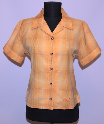 Jack Wolfskin ladies outdoor active wear orange shirt Size UK 12 EU M 40
