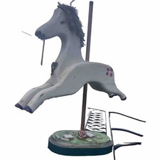 Carousel horse pony Flowers tail Wood Folk Art 18 . X17 x6 Vtg 1960
