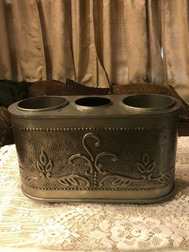 Old Dutch Embossed Pewter Colored Stainless Steel Two Bottle Wine Chiller - Picture 2 of 7