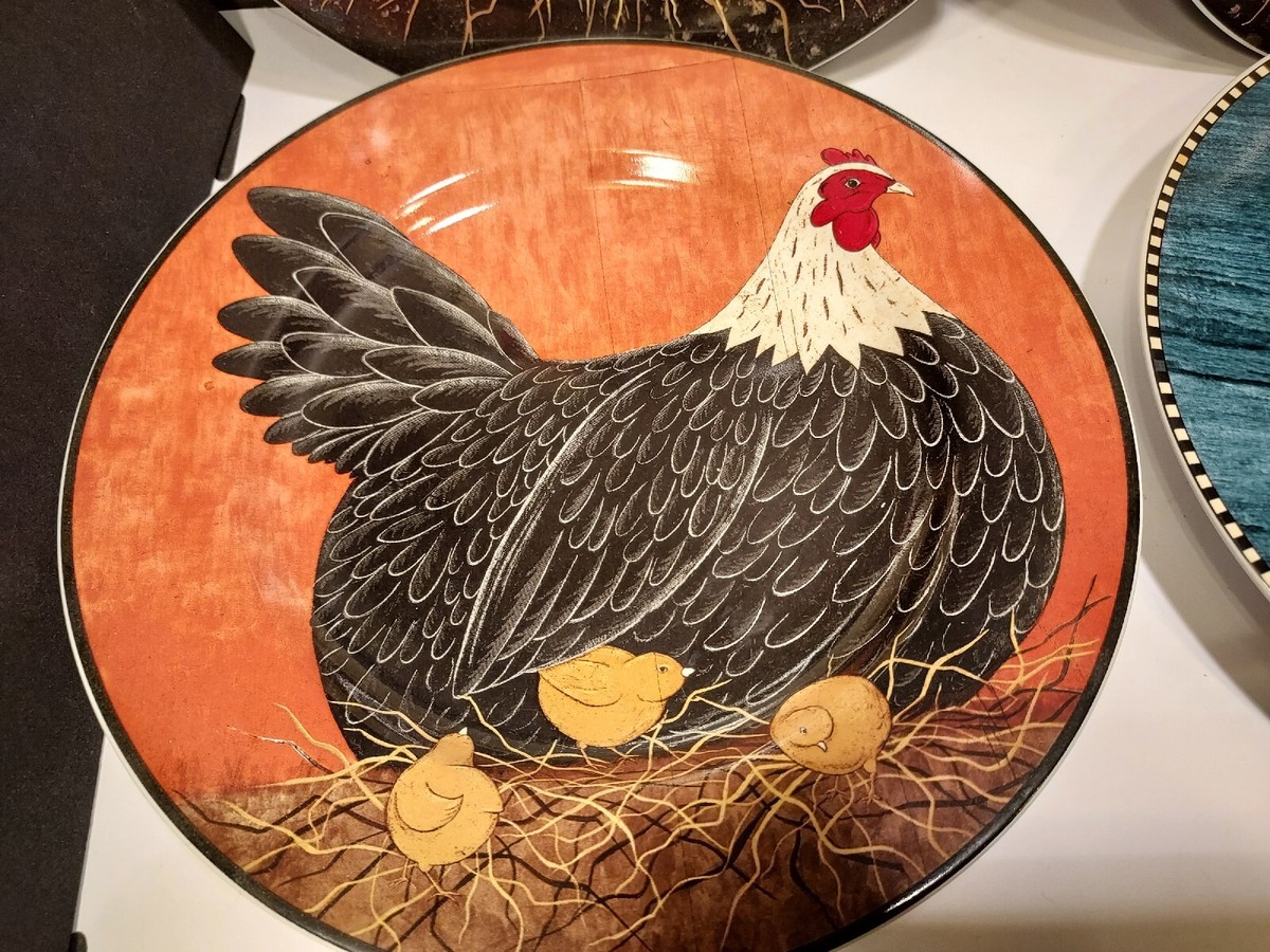 Warren Kimble Chicken Rooster Plates Vintage 
