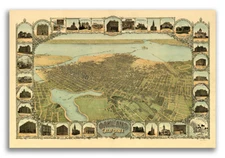 Oakland California 1899 Historic Panoramic Town Map - 20x30