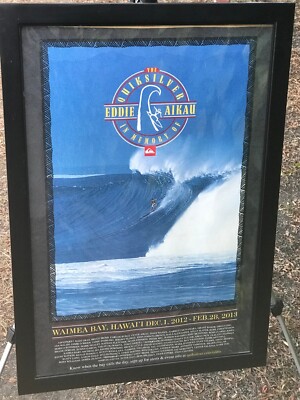 EDDIE AIKAU 2012 2013 QUIKSILVER BIG WAVE FRAMED CONTEST POSTER | eBay