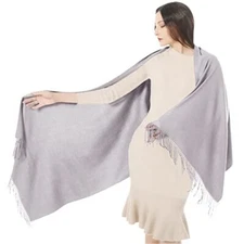 TwoYek Womens Scarf Pashmina Shawls and Wraps for Evening Dress Silver Grey