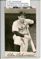 Charles Gehringer, Detroit Tigers Autographed Postcard