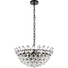 Light Fixture Chandelier Foyer Dining Room or Kitchen Island Crystal Black 20"