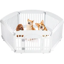 Dog Playpen 4/6-Panel 24" Pet Playpen with Door Puppy Playpen Indoor/Outdoor