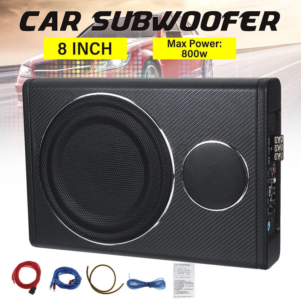 SUBWOOFER AMPLIFICATO ATTIVO CASSA BASS REFLEX SOTTO SEDILE AUTO TUNING 800W，8“ - Immagine 3 di 4