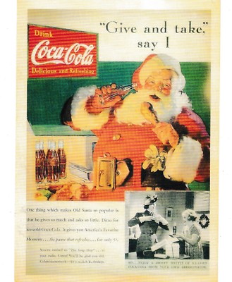 postcard vintage style COCA-COLA Santa Drink Give and take say I #157