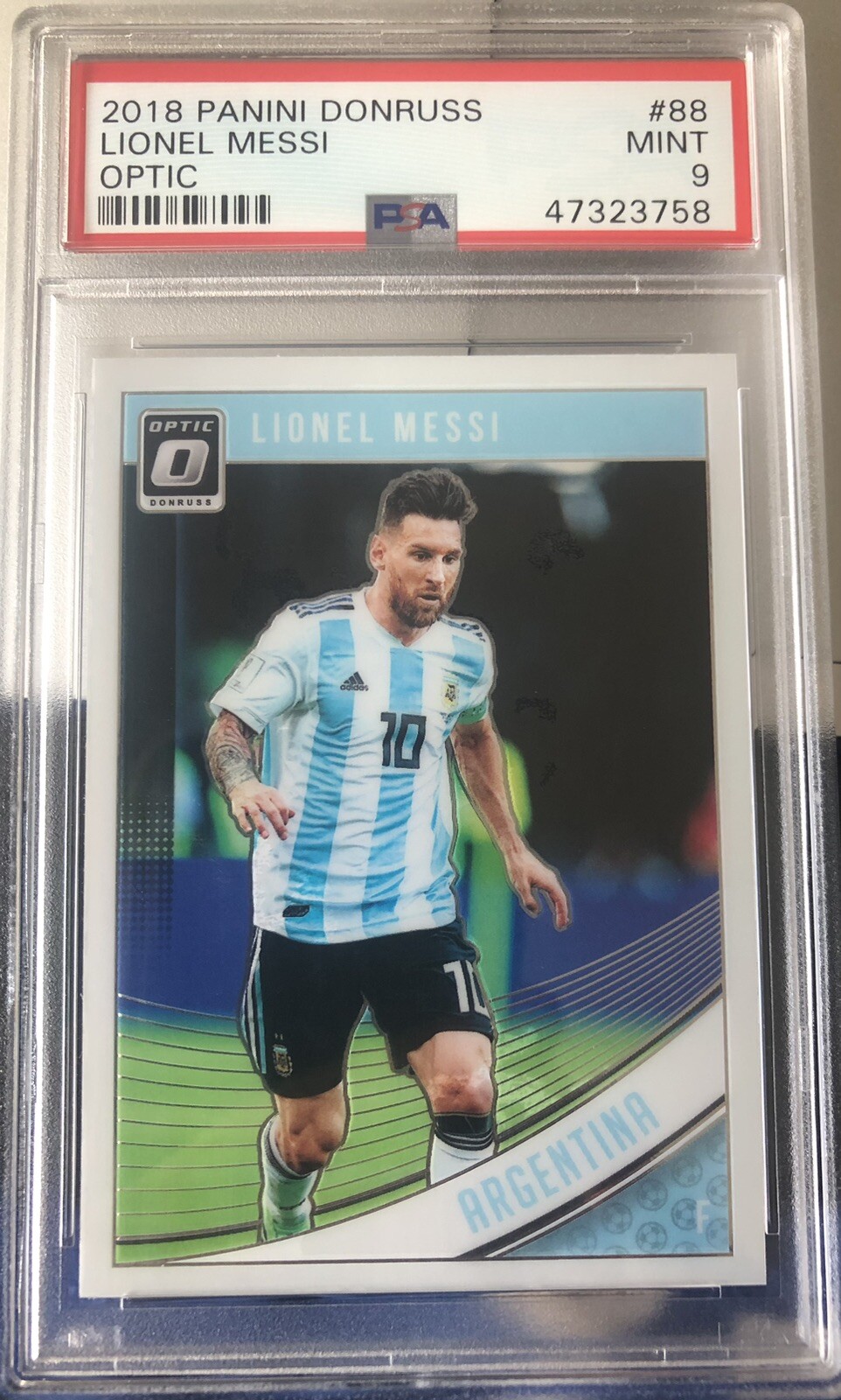 LIONEL MESSI 2018 Panini Donruss Optic #88 PSA 9 MINT Argentina Inter Miami