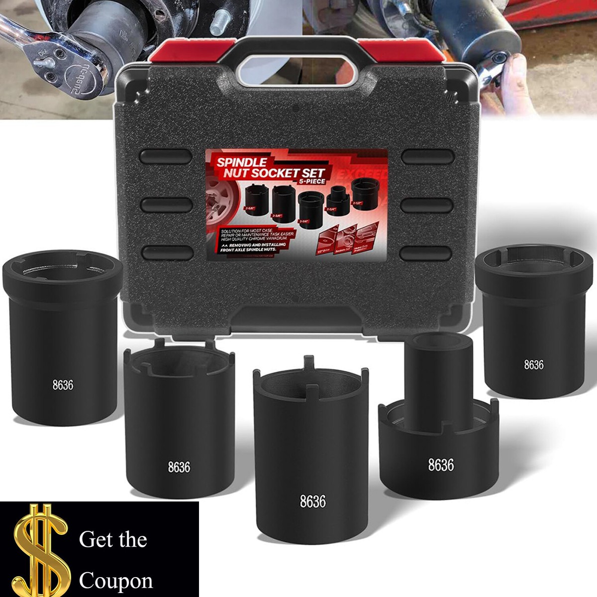 中古臼フルメテナンス 5 Pcs 648636 Axle Hub Lug Nut Spindle Socket Set for Ford Dana 50