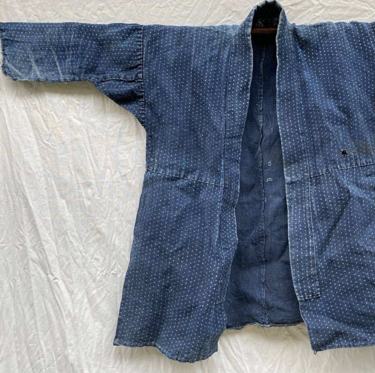 Japanese 1900-20's Vintage Indigo dye Linen Kimono Noragi Japanese 1900-20's Vintage Indigo dye Linen Kimono Noragi