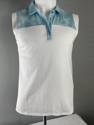 Puma Damen Tie Dye Sleeveless Polo Milky Blue Größe M Golf Tennis