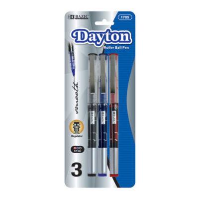 NEW Bazic 3 ROLLARBALL Regulator Dayton Roller Ball Pen SET RED BLUE BLACK #565