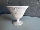 vintage Pink Milk Glass compote goblet candy dish with roses