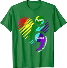 Semicolon Mental Health Awareness Help Present Colors Unisex T-Shirt