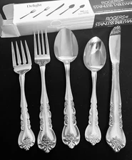 DELIGHT STANLEY ROBERTS ROGERS STAINLESS 83(!) PIECE FLATWARE NEW OLD STOCK