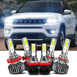 Pour Jeep Compass 2011 2014 2015-2021 6x LED Lampes phares et feux de brouillard Ampoules Combo Kit