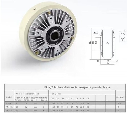 NUOVO Fz-25K 2,5Kg Controllo Tensione Albero Cavo Polvere Magnetica Frizione Avvolgimento - Foto 4 di 9