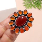 Carnelian With Onyx Gemstone Handmade 925 Sterling Silver Ring For Mom
