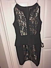 Vince Camuto A-Line OverLace Dress Aubergine Lined Black Short Sexy Size 8