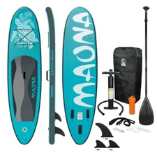 10' Long Inflatable Stand Up Paddle Board Complete Kit 4'' Thick Turquoise SUP