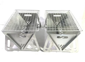 QTY-2! Stainless Steel Portable Notebook Charcoal BBQ Grill Instant Collapsible