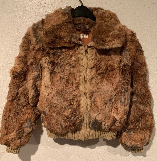 Vintage Rabbit Fur bomber jacket With Collar,Women’s size large eBay
