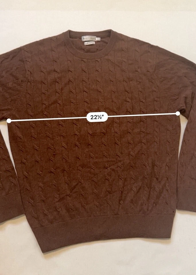 Suéter Peter Millar Marrón Mezcla de Lujo Lana Cachemira Manga Larga Tejido con Cable - M Foto 2 de 4