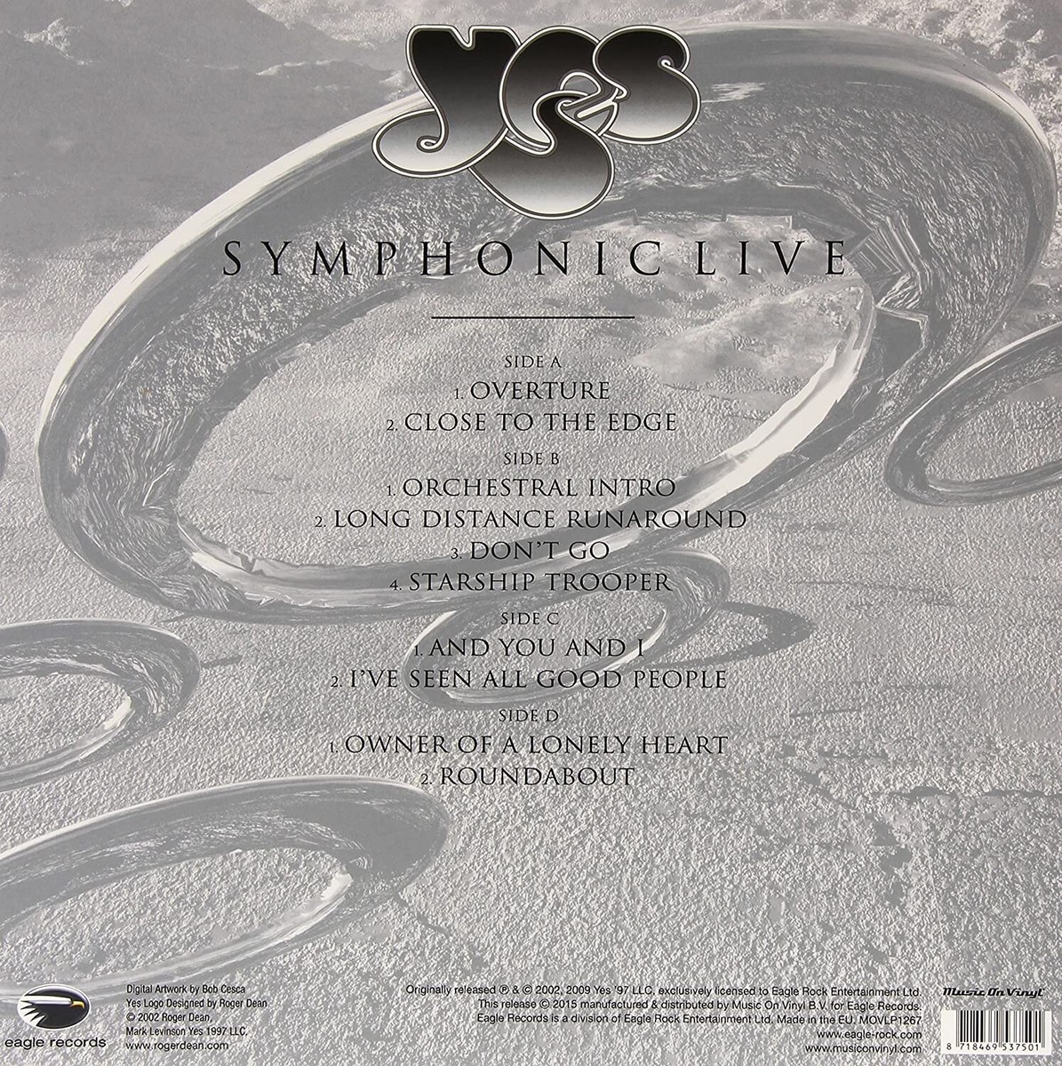 Symphonic Live by Yes (180g LTD Vinyl 2LP), Feb-2015, Music