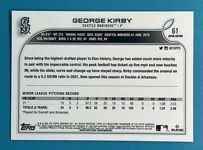 2022 Topps Japan Edition - #61 George Kirby Seattle Rookie | eBay
