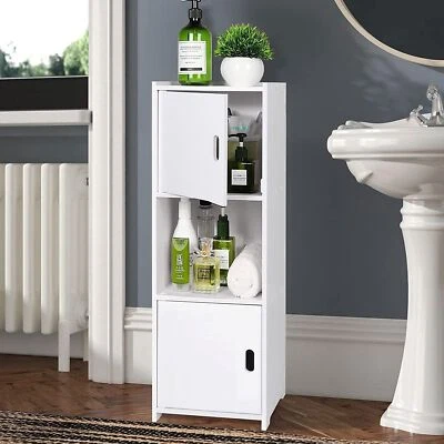 New 3 Tier Bathroom Shelf Unit Cabinet Storage White Furniture Floor -UK