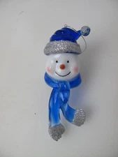 VINTAGE  SNOWMAN HEAD WITH NOSE CHRISTMAS TREE ORNAMENT 6" H 