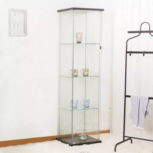 Glass Display Cabinet 4 Display Shelves Floor Standing w/Door Curio Bookshelf US - Picture 4 of 16