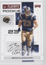 2007 Playoff NFL Playoffs Rookie Red Signatures /100 Brian Leonard #106 Auto 9ap