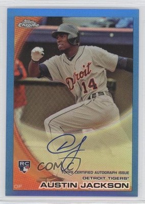 2010 Topps Chrome Rookie Blue Refractor 94/199 Austin Jackson #177 Auto 3k7