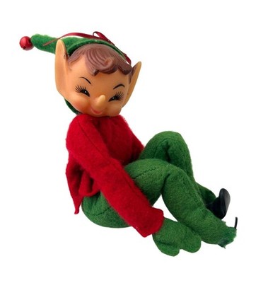 Vintage Rubber Face Elf Knee Hugger MCM Felt Pointy Nose Ears Christmas READ