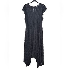 NWT Torrid Lace Ruffle Short Sleeve Asymmetrical Hem Maxi Dress Black 2X