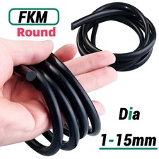 Solid Black Round Fluorine Rubber Sealing Strip For Car Cabinet Door Seal 2~15mm