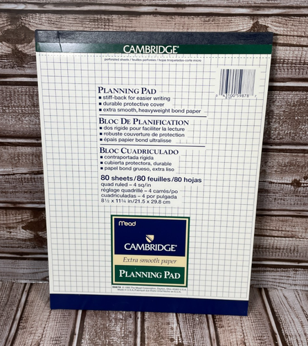 Vintage Mead Cambridge Planning Pad 80 Sheets Graph Paper Extra Smooth ...
