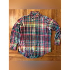 Vintage Ralph Lauren 100 cotton. Multi-Color Plaid Button-Down Shirt. Large.