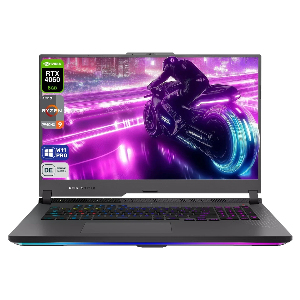 ASUS ROG Strix G17 Gaming Laptop, Ryzen 9-7940HX, 17.3" FHD, RTX4060, RGB QWERTZ - Bild 2 von 4