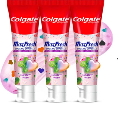 Colgate MaxFresh Rainbow Fresh Gel Zahnpasta Herzform Cool Crystal - 3er Pack