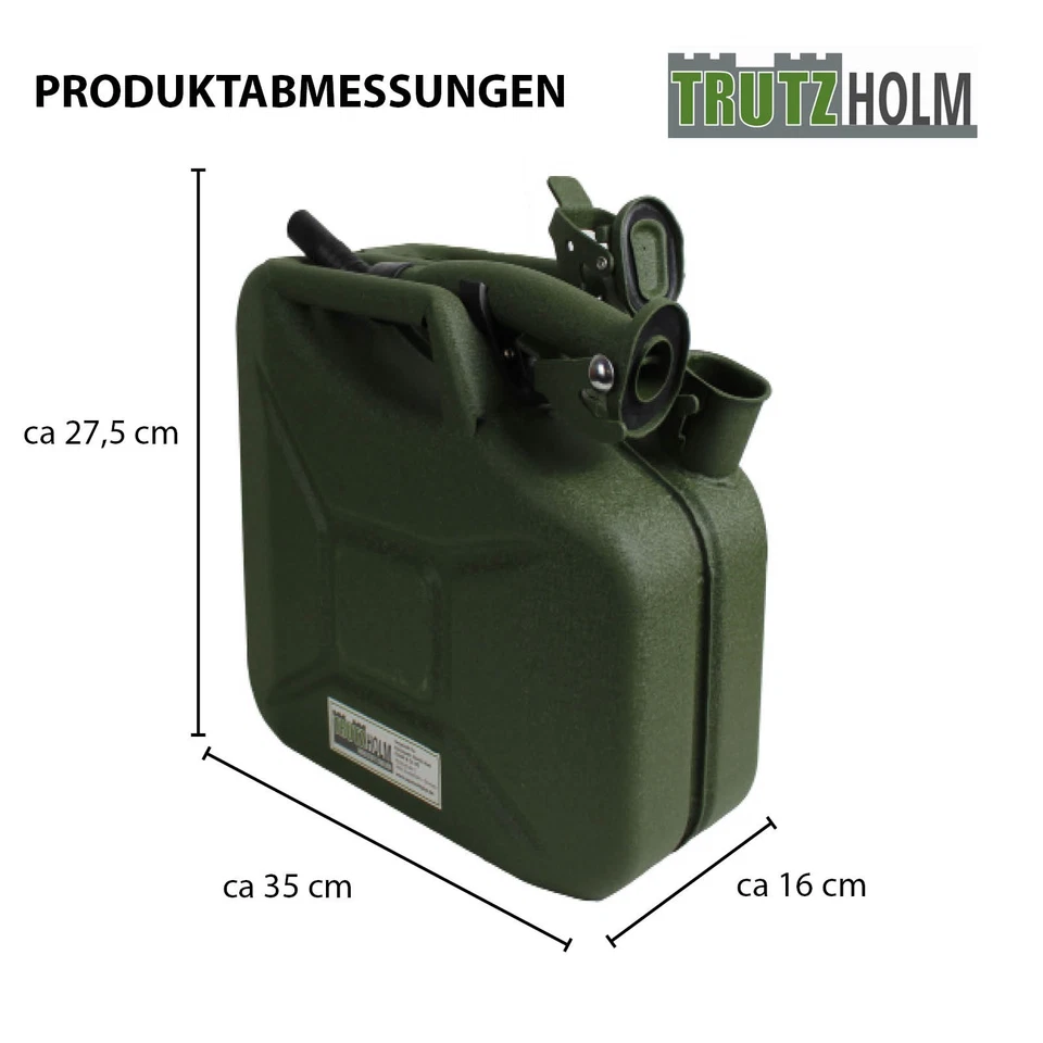 Benzinkanister Kraftstoffkanister Ölkanister Metall 10L kratzfest Olivgrün - Bild 3 von 4