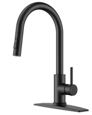 Black Kitchen Faucet with Pull Down Sprayer, Stainless Steel Kitchen Sink Fau...