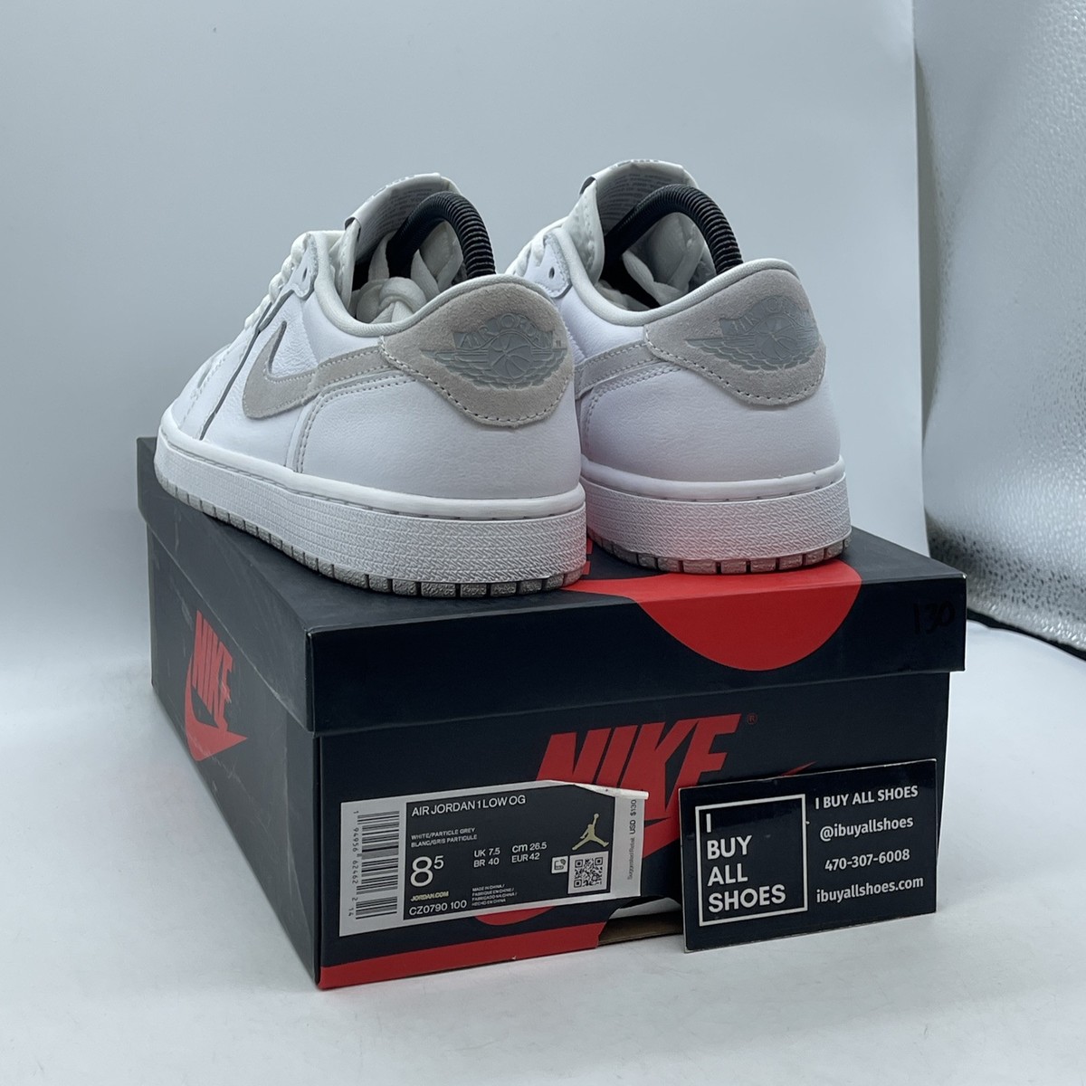 Size 9.5 - Jordan 1 Low OG Neutral Gray White Suede Leather