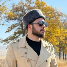 Grey Papakha Kalpak,  Caucasus Hat - Sheepskin - Unisex - Handmade Leather Cap